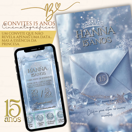 Convite Cinematográfico Premium 15 Anos | Baile de Inverno Luxo