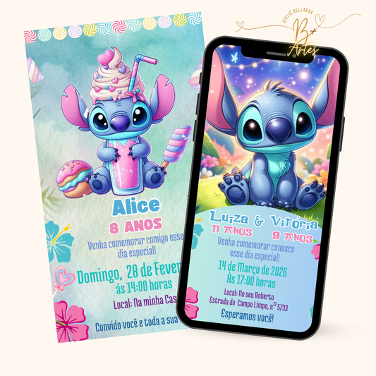 Convite Digital Simples –Lilo & Stitch