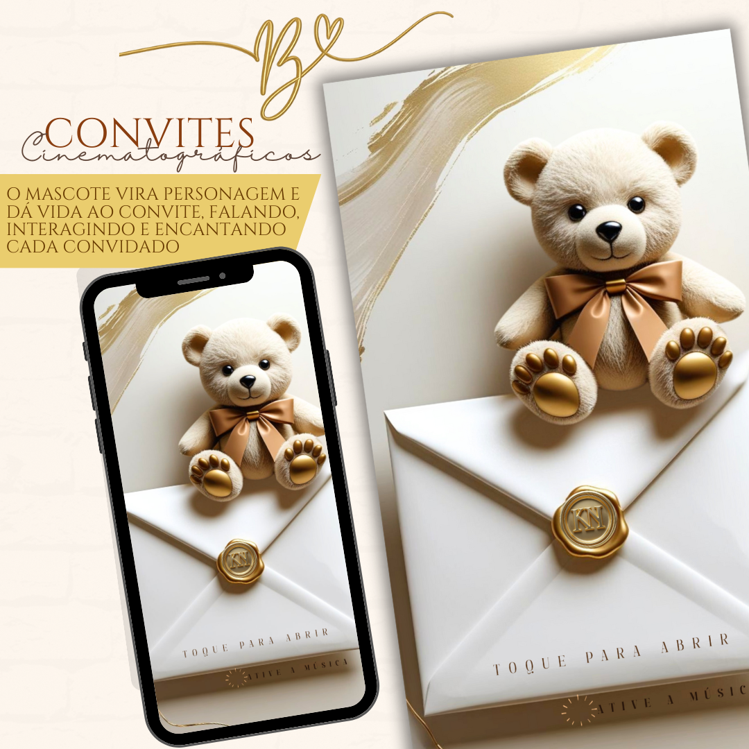 Convite Cinematográfico Premium | Chá De Bebê — Ursinho