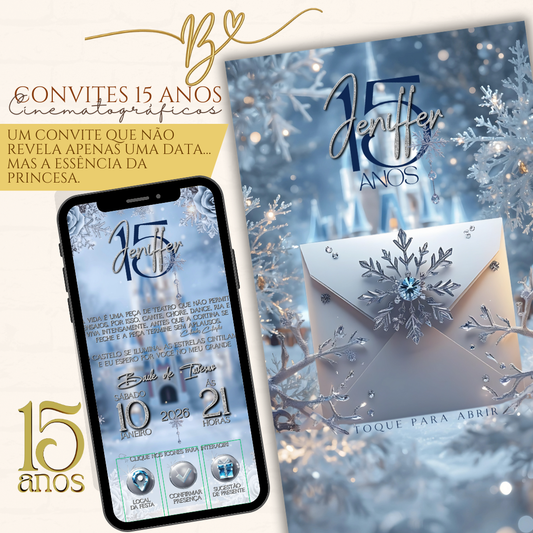 Convite Cinematográfico Premium  15 Anos | Baile de Inverno