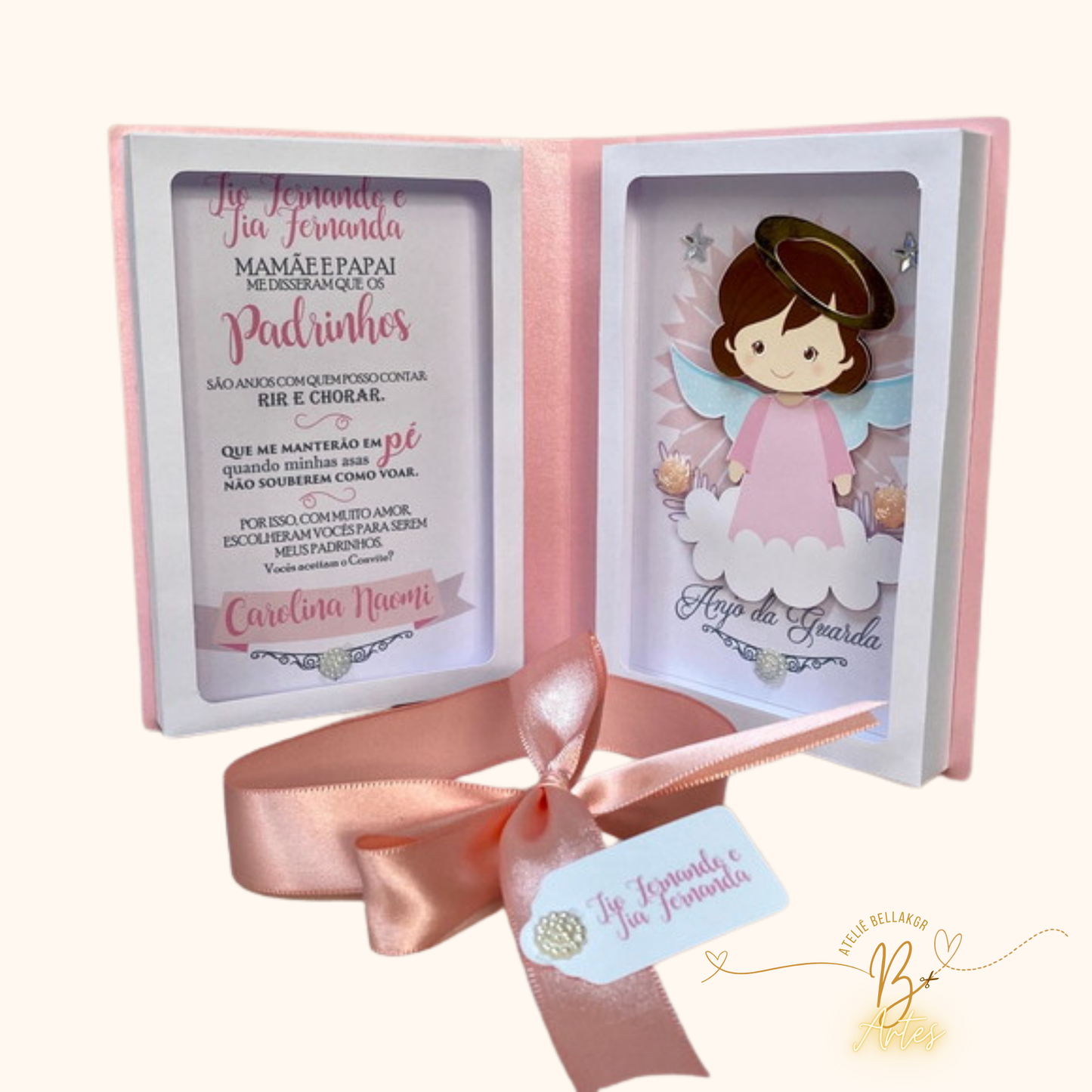 Arquivo de Corte Convite Caixa Livro Batismo Rosa- +BRINDE