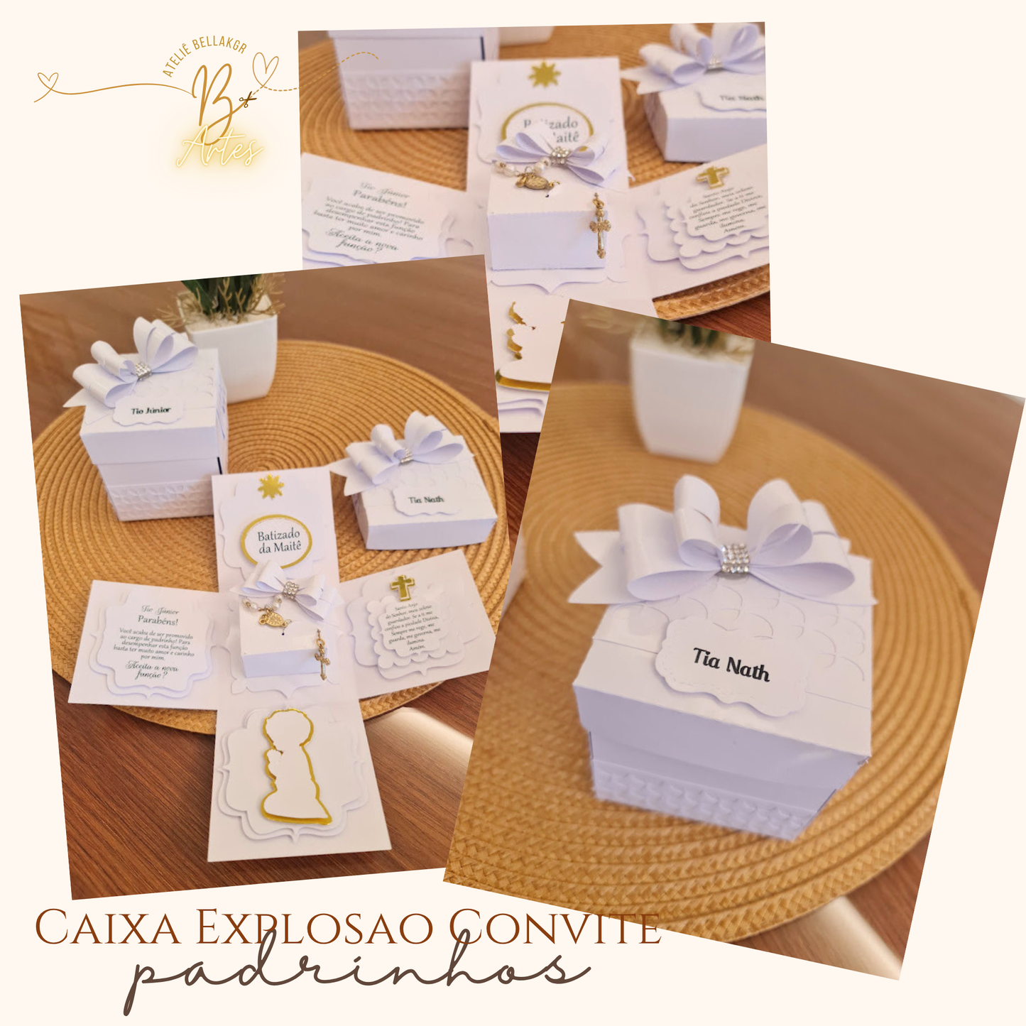 Arquivo Caixa Explosão Convite Padrinho/ Batizado- Mini Terço