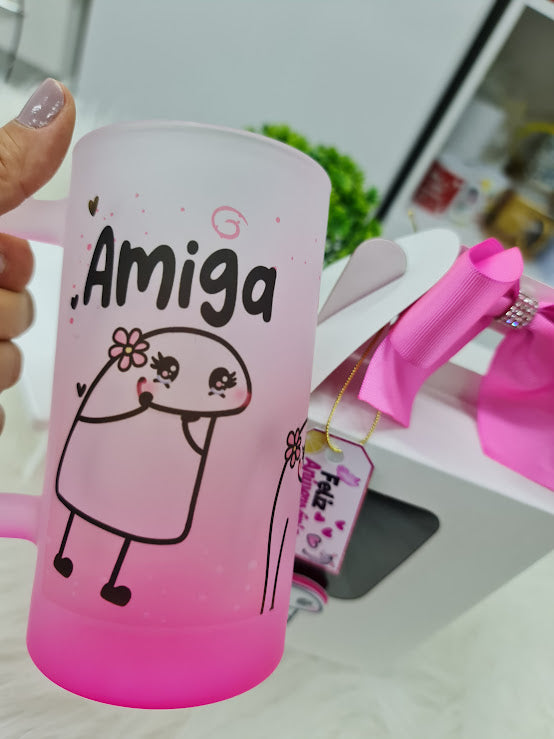 Caneca Chopp Personalizada + Caixa Presenteável – “Delicada Tema Flork”