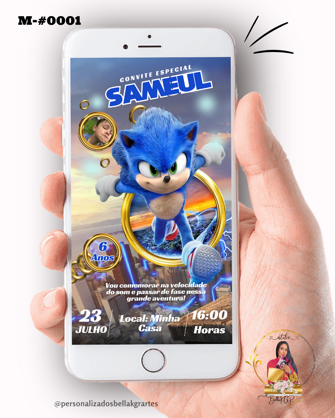 Convite Digital Sonic Aniversário