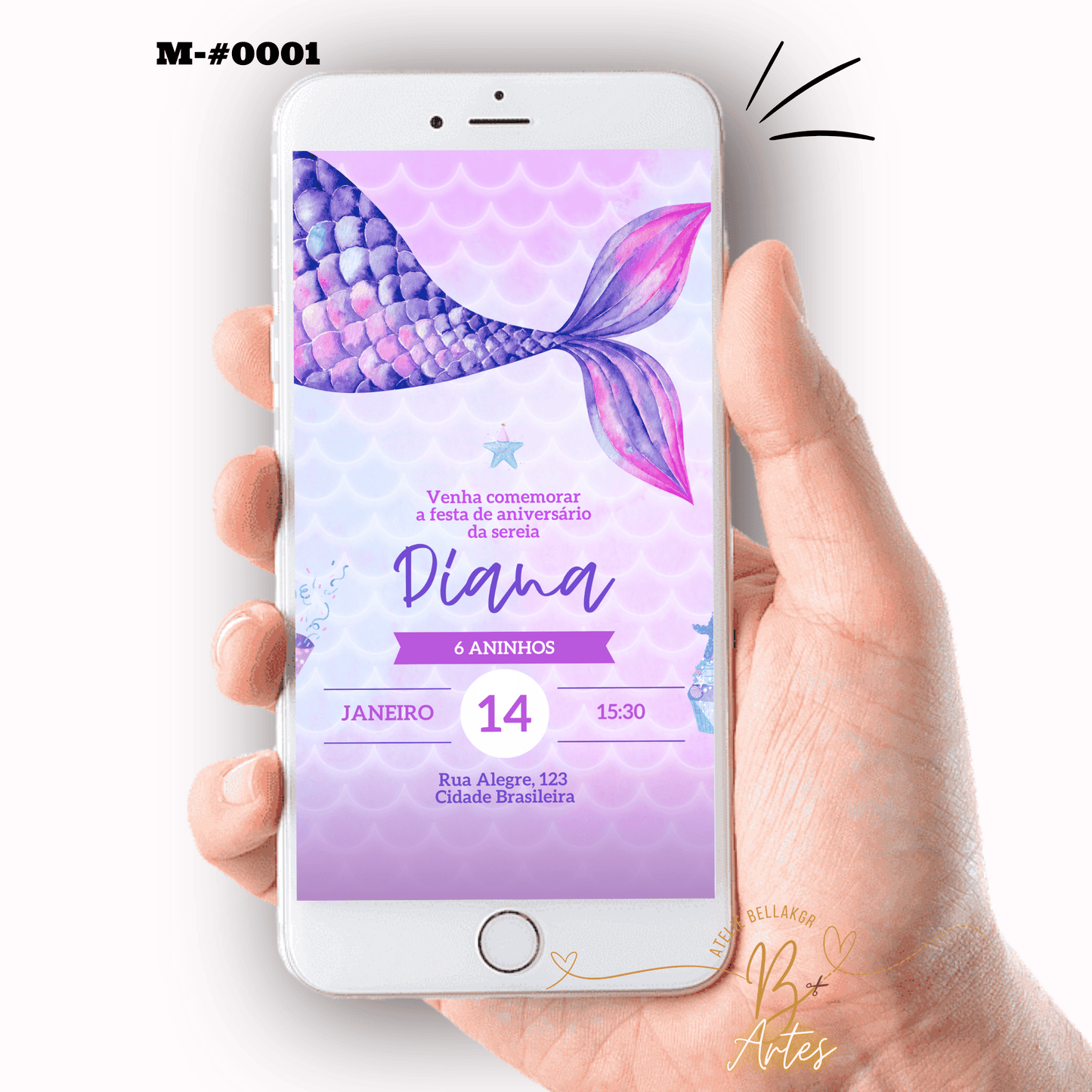 Convite Digital Simples – Sereia Aniversário