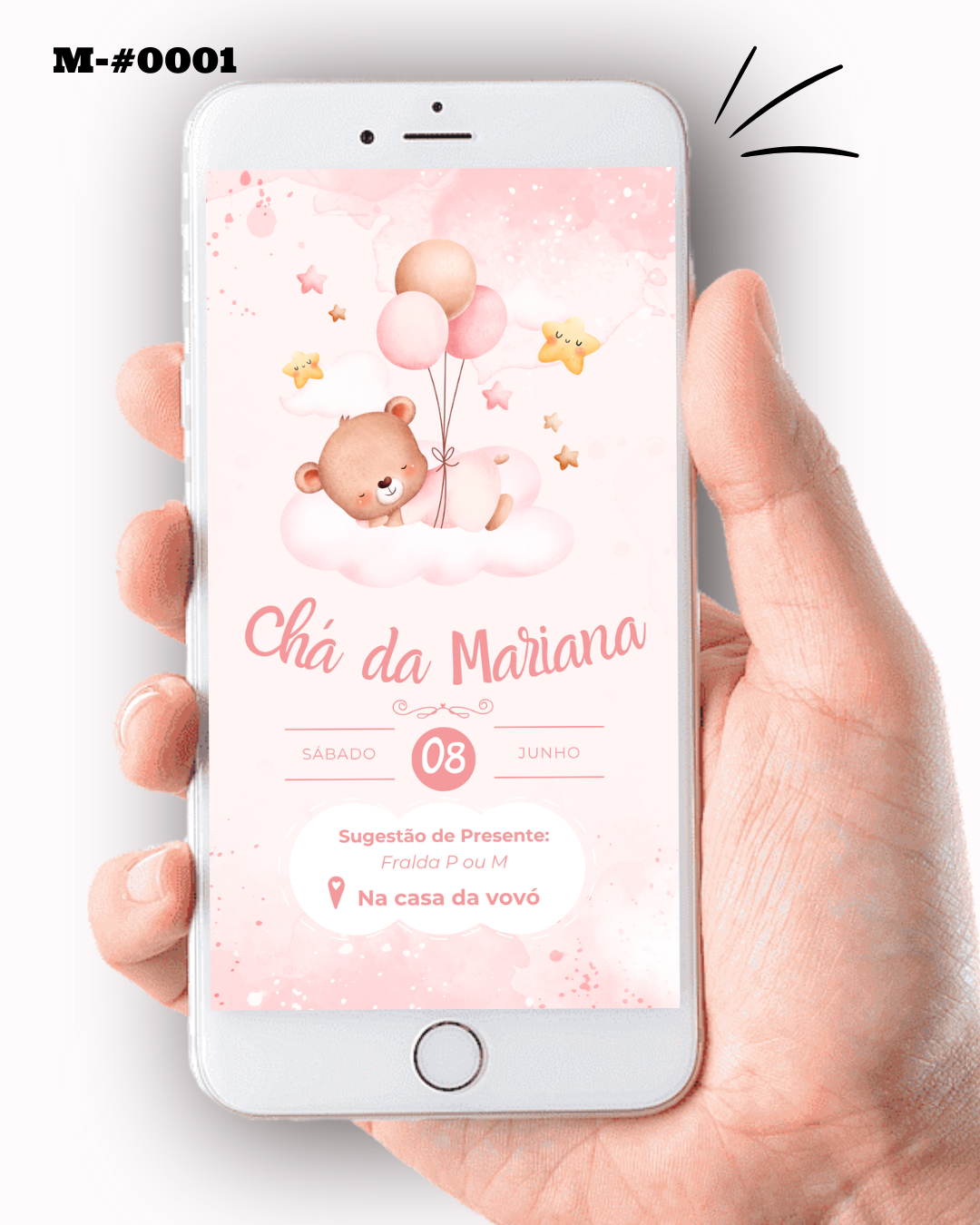 Convite Digital Chá de Bebê Delicado Rosa