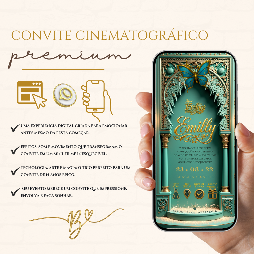 Convite Cinematográfico  Premium 15 Anos Princesa Jasmine