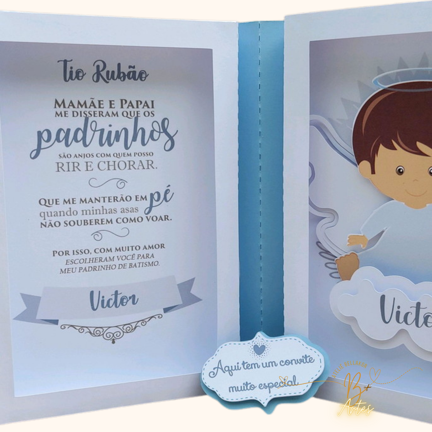 Arquivo de Corte Convite Caixa Livro Batismo Azul- +BRINDE