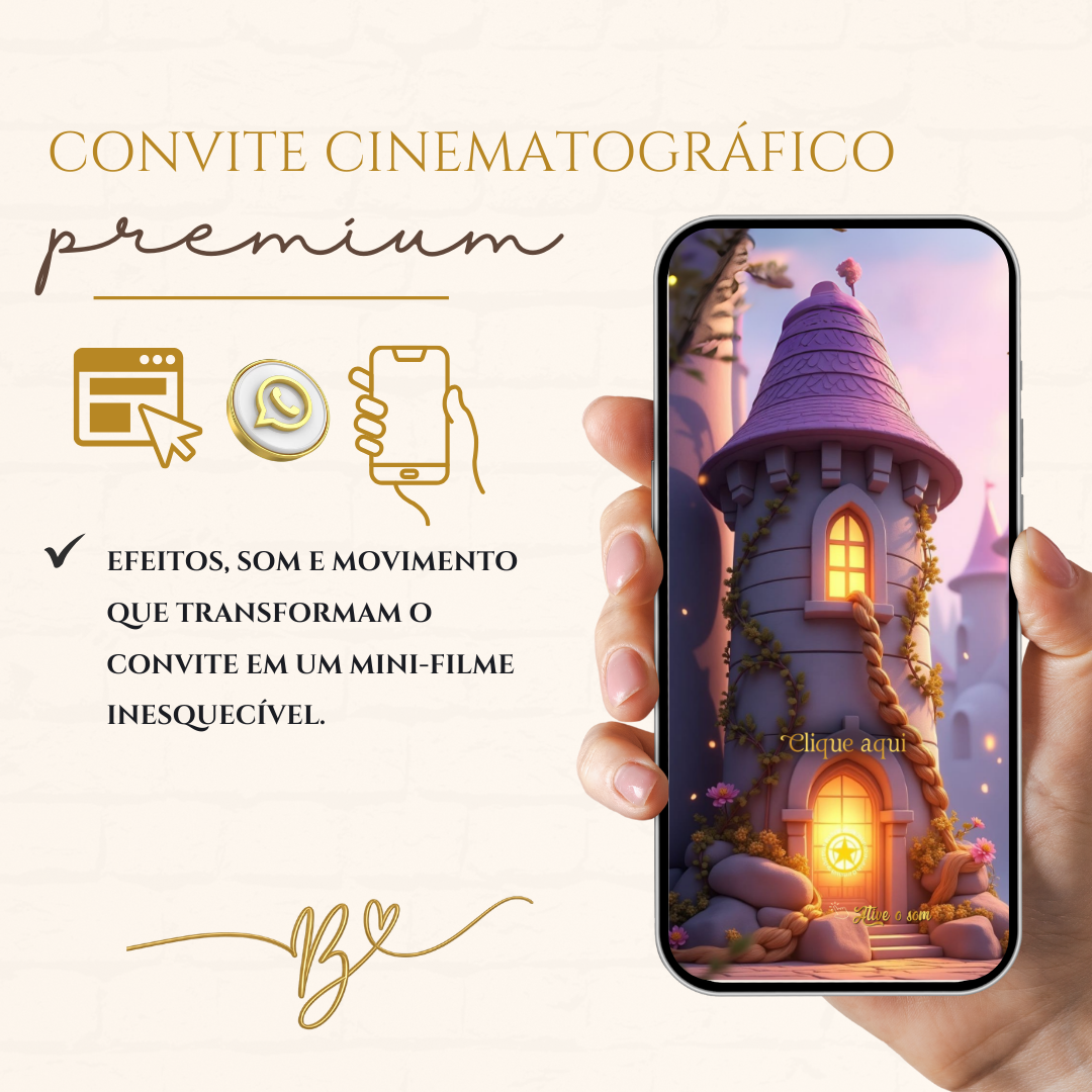 Convite Cinematográfico  Premium -Rapunzel Aniversário