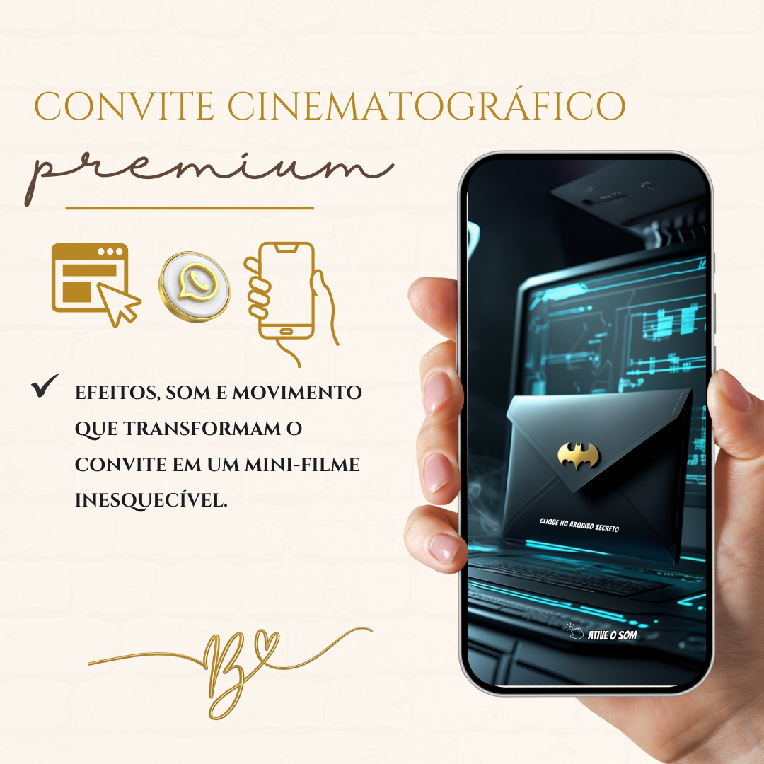 Convite Cinematográfico Premium -  Batman Aniversário