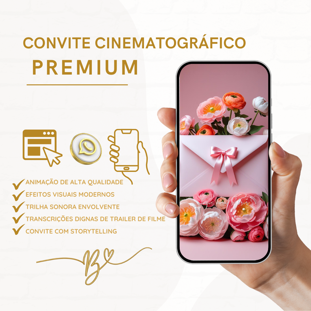 Convite Premium Cinematográfico 15 Anos Florar Rosa Coral