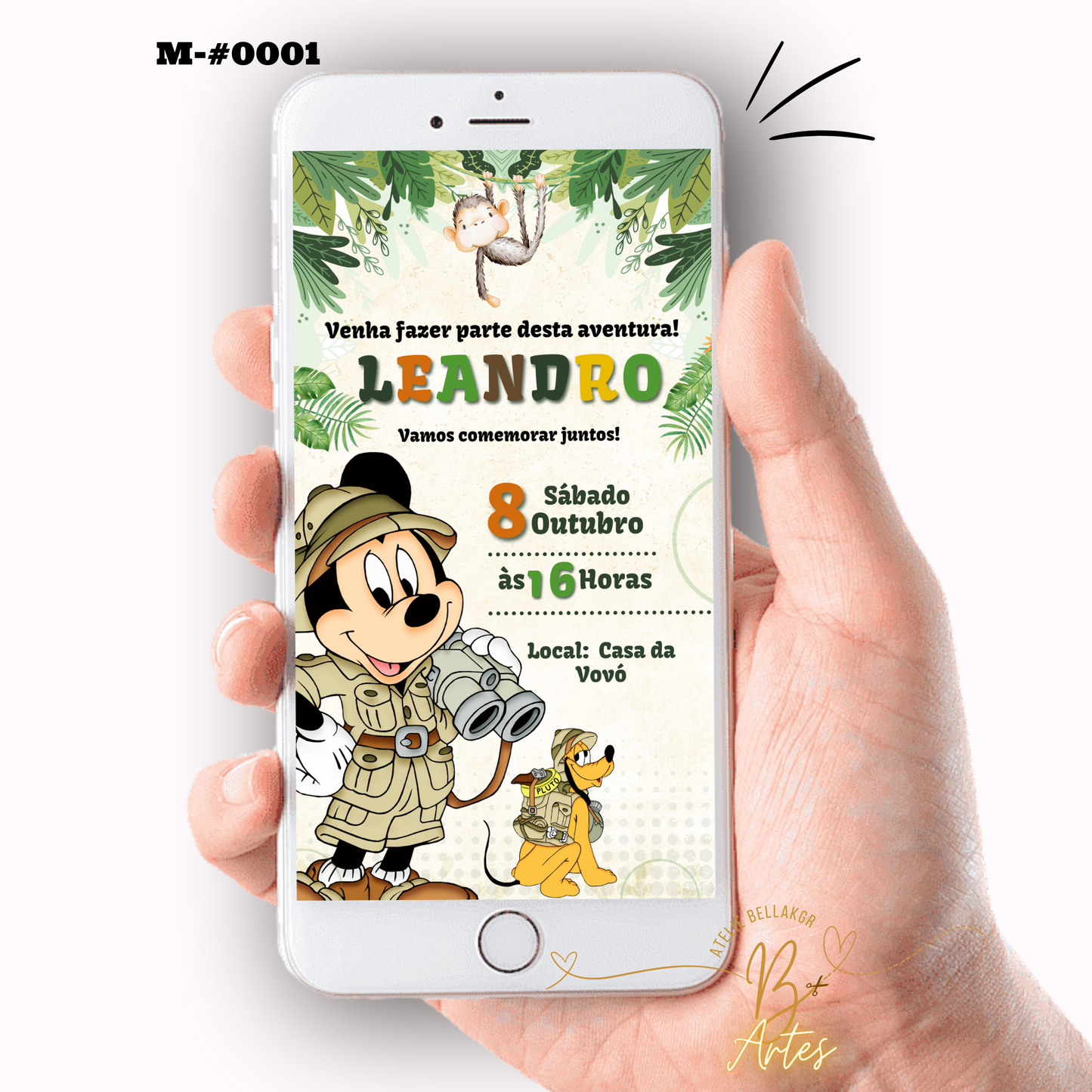 Convite Digital Simples – Safari Mickey Aniversário