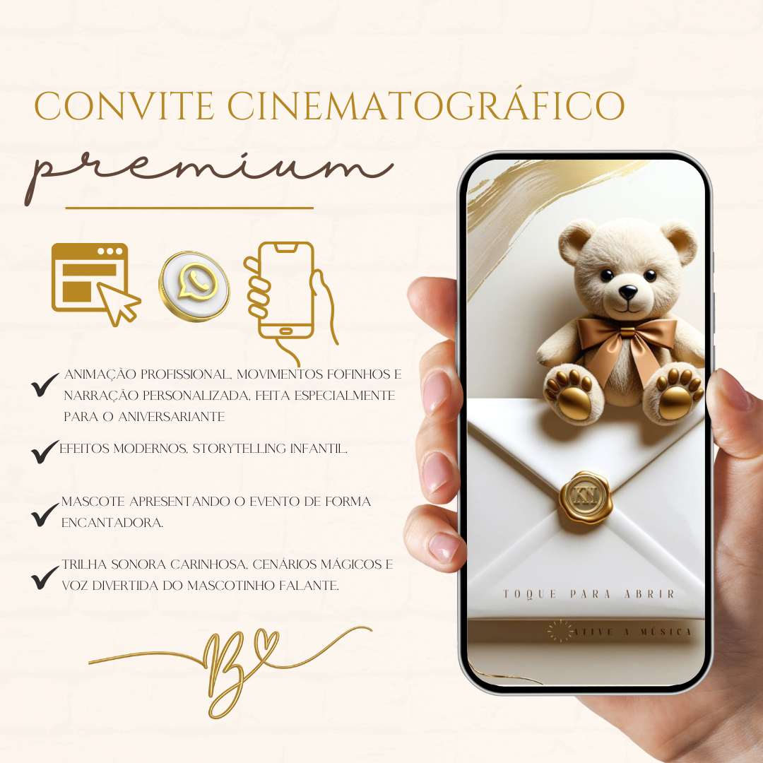Convite Cinematográfico Premium | Chá De Bebê — Ursinho