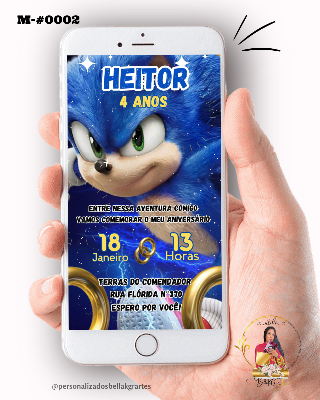 Convite Digital Sonic Aniversário