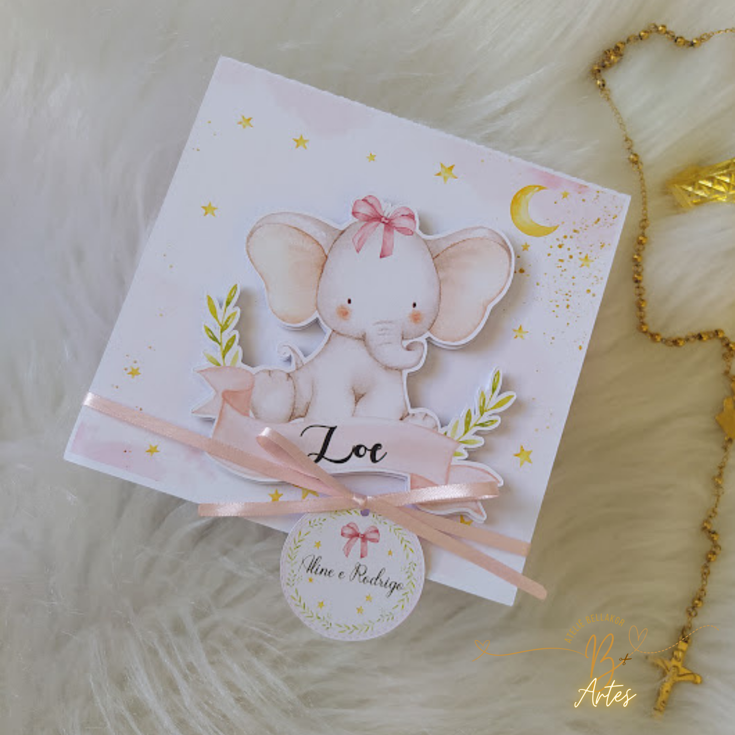 Arquivo de Corte Caixa Convite Padrinhos, Elefantinha Rosa +BRINDE