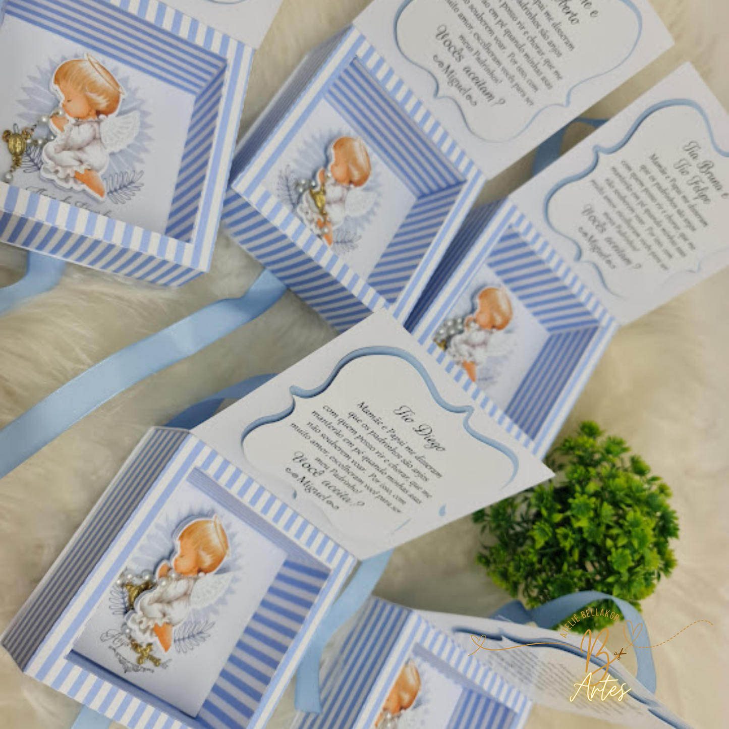 Arquivo Caixa Convite Padrinho/ Batizado, Azul