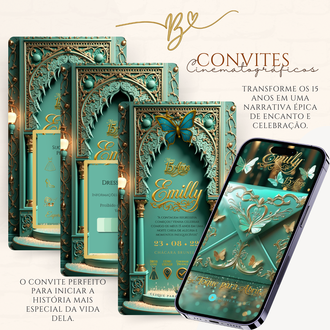 Convite Cinematográfico  Premium 15 Anos Princesa Jasmine