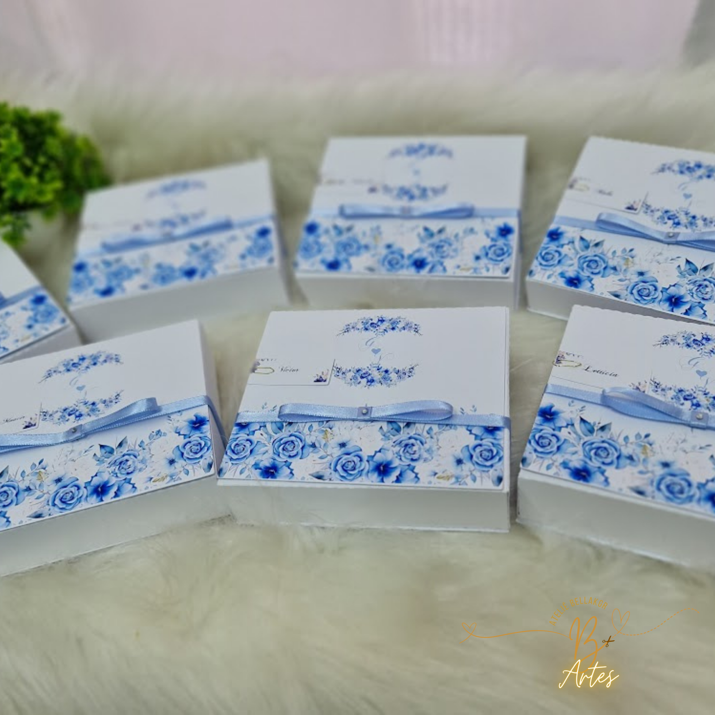 Arquivo de Corte Caixa Convite Padrinhos Casamento- Florar Azul- +BRINDE