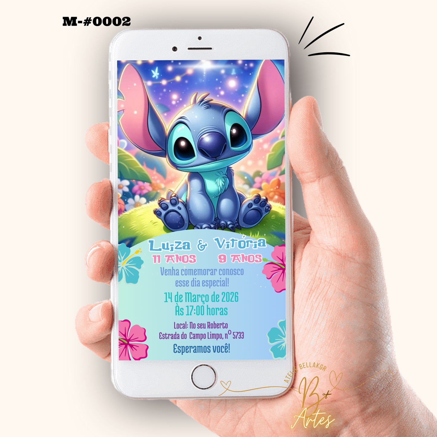 Convite Digital Simples –Lilo & Stitch
