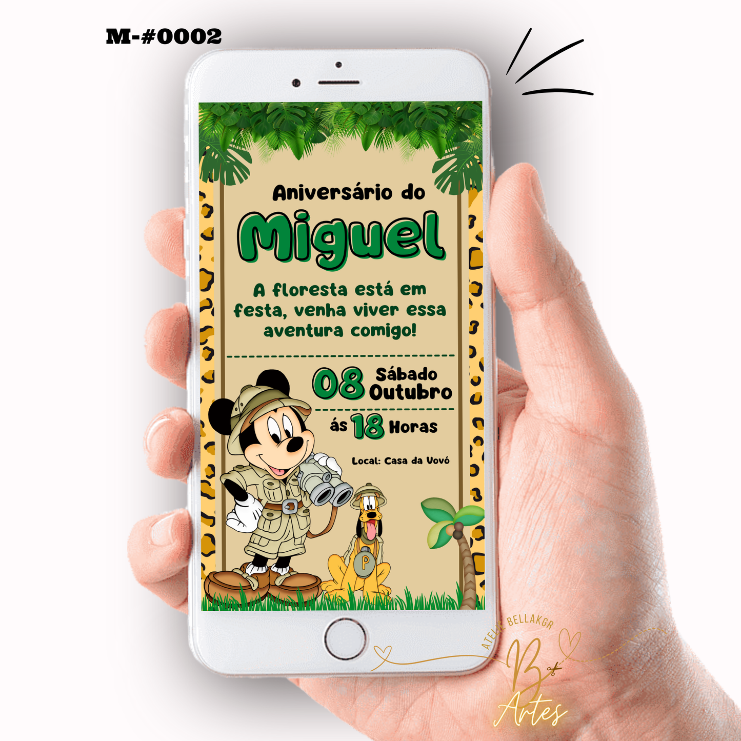 Convite Digital Simples – Safari Mickey Aniversário