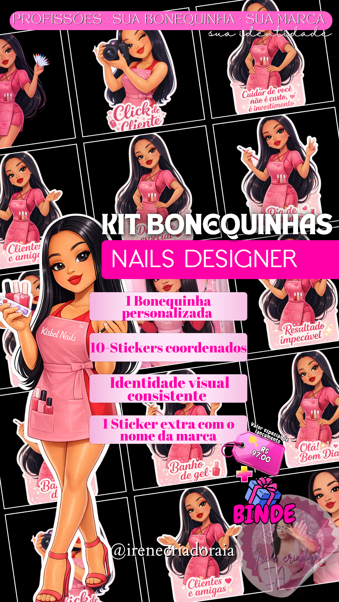 KIT BONEQUINHAS + FIGURINHAS– NAILS DESIGNER