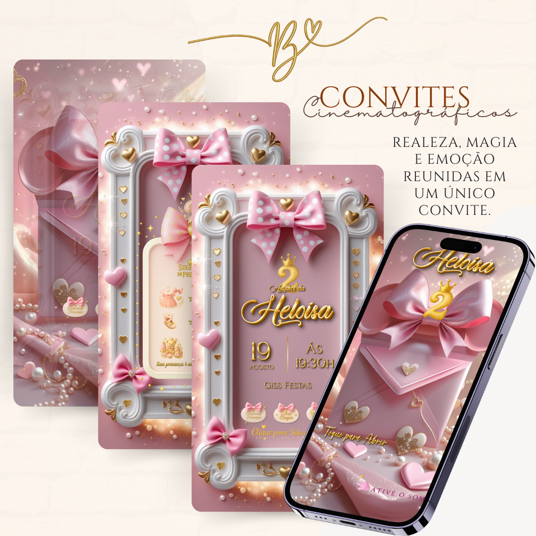 Convite Cinematográfico Premium-  Minnie Baby