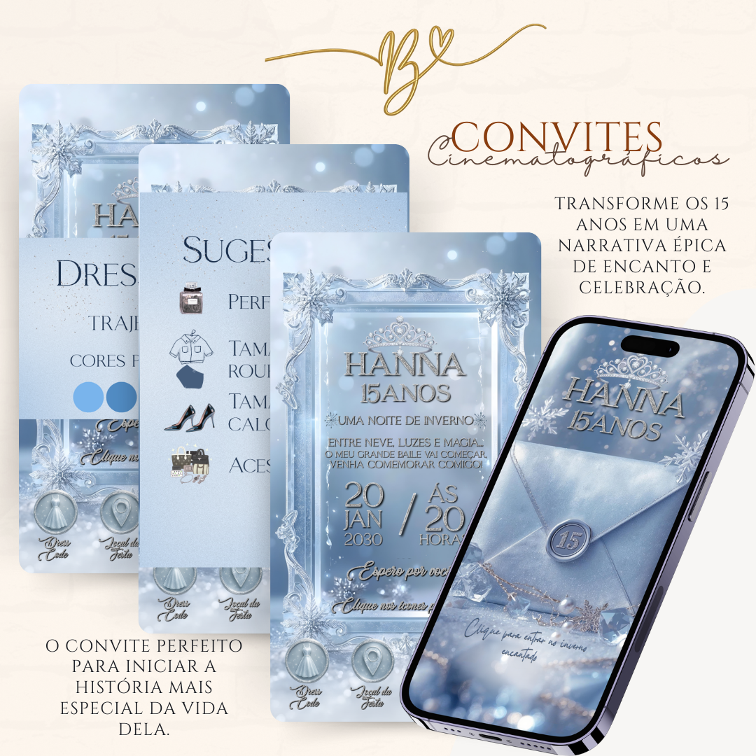 Convite Digital Cinematográfico Premium 15 Anos |  Winter Royal