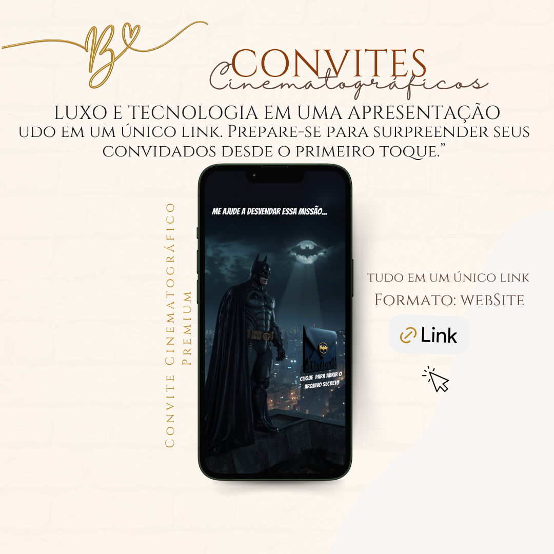 Convite Cinematográfico Premium -  Batman Aniversário