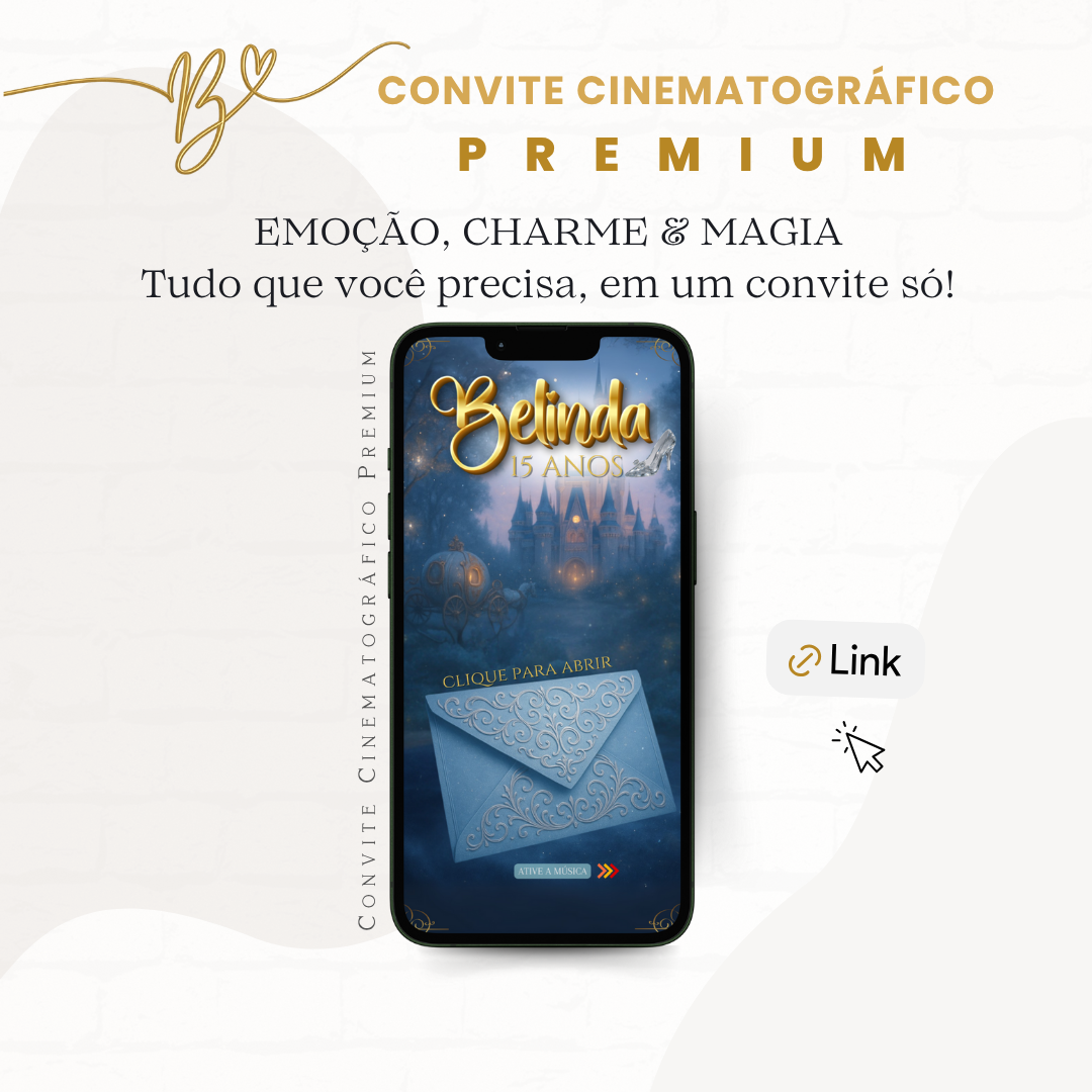 Convite Premium Cinematográfico 15 Anos Cinderela