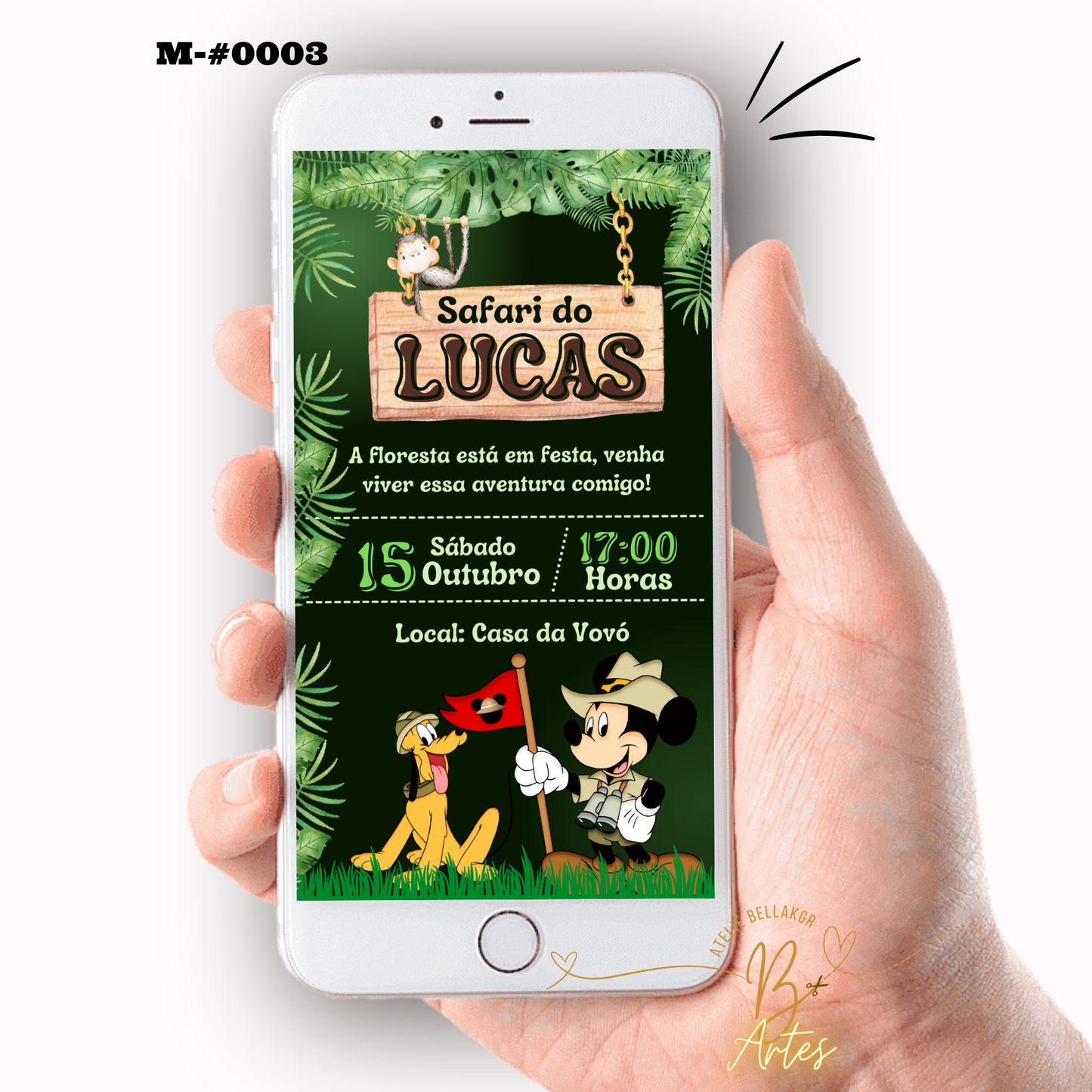Convite Digital Simples – Safari Mickey Aniversário
