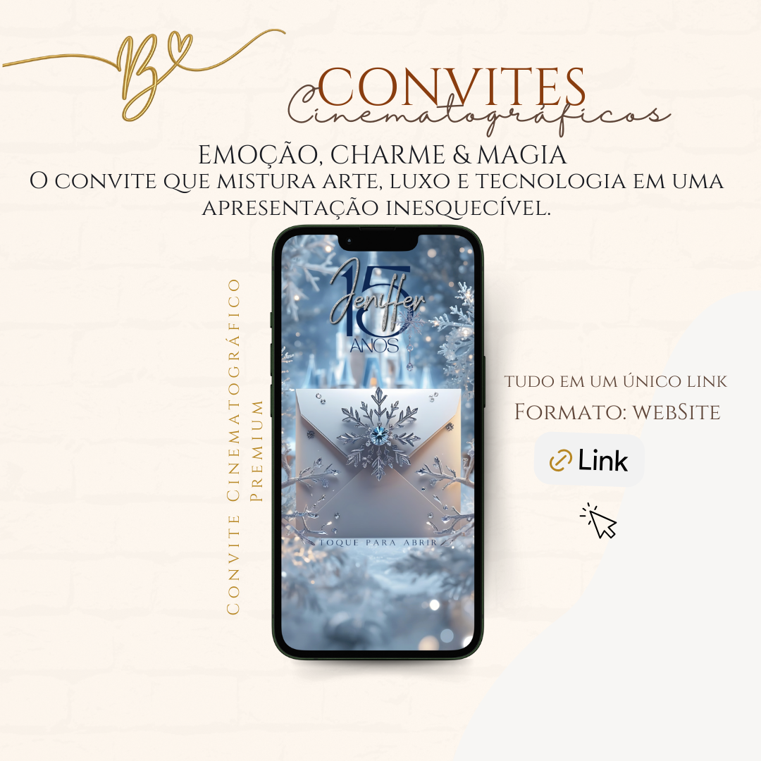 Convite Cinematográfico Premium  15 Anos | Baile de Inverno
