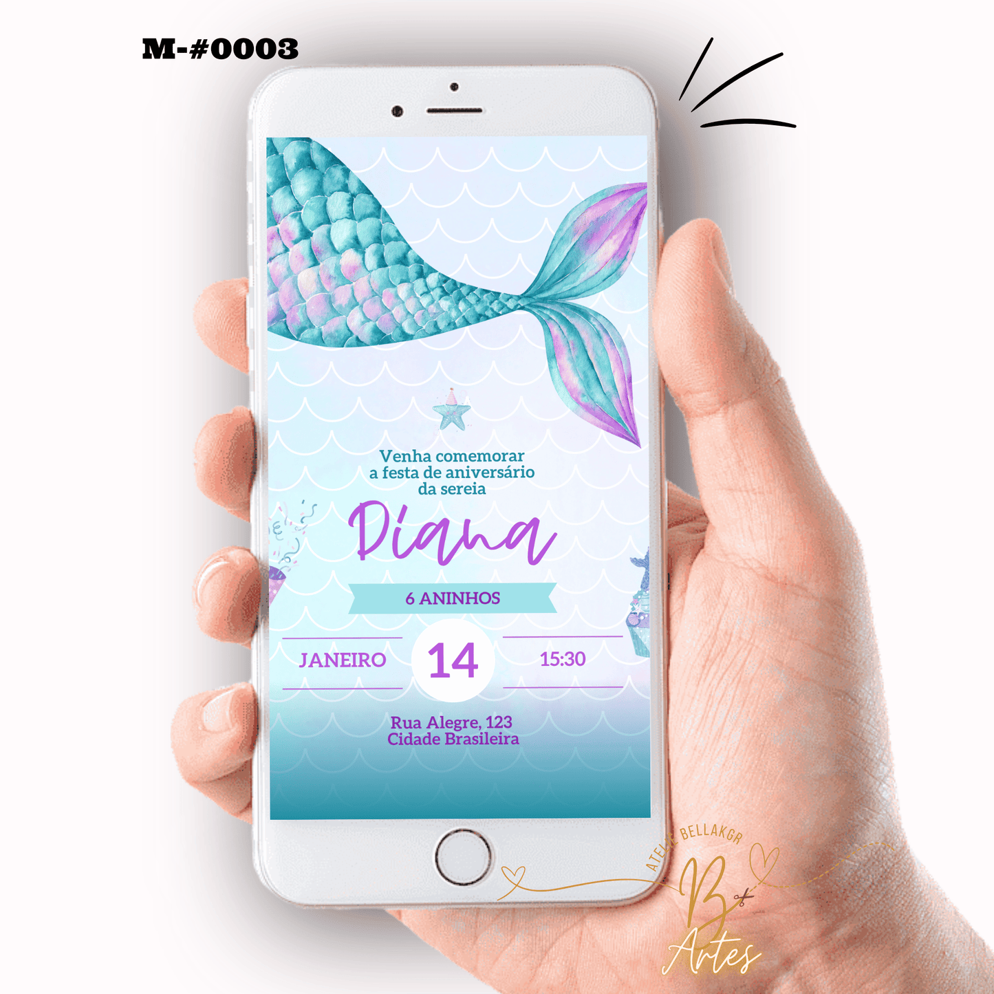 Convite Digital Simples – Sereia Aniversário