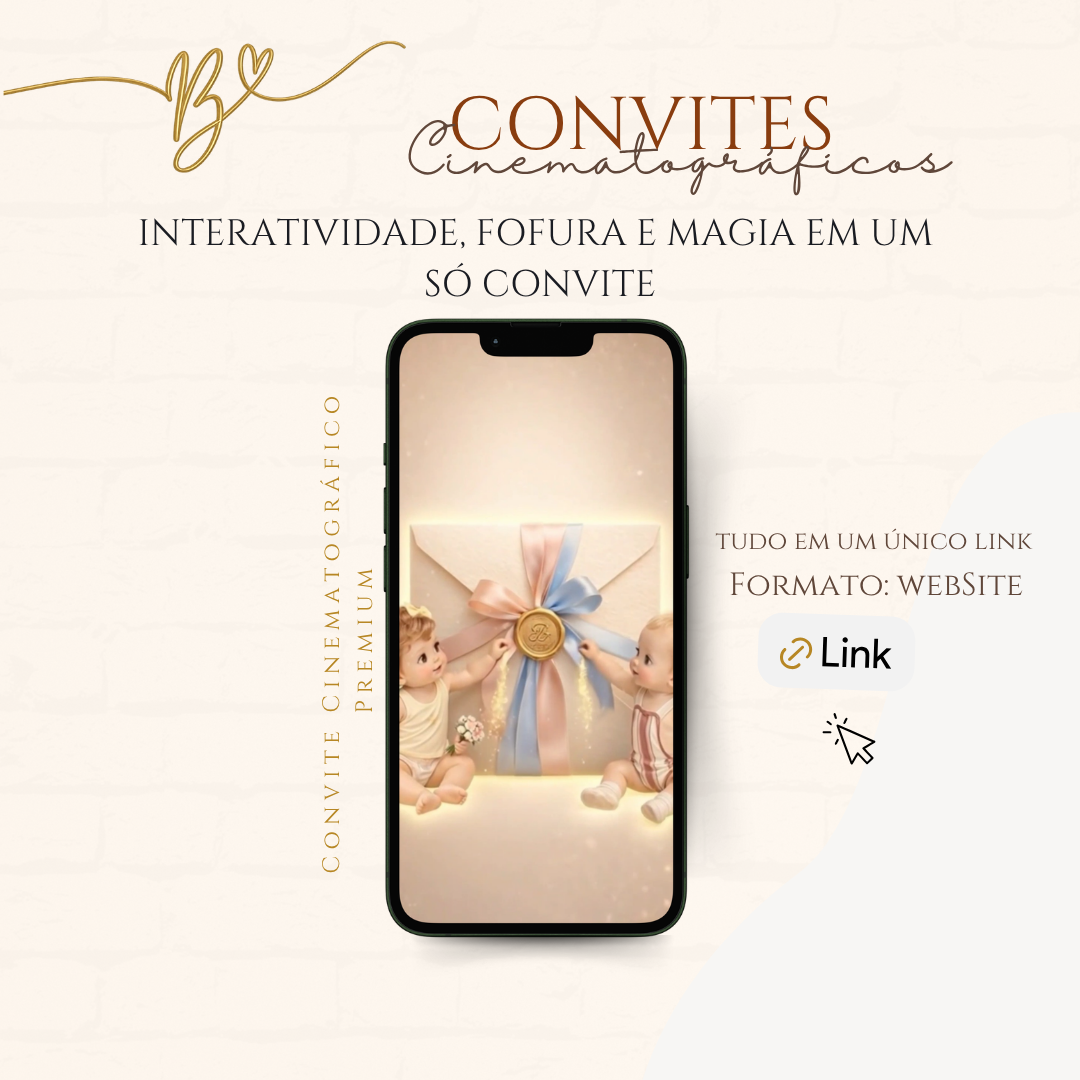 Convite Digital Cinematográfico Premium | Chá Revelação — Un Latido por Descubrir