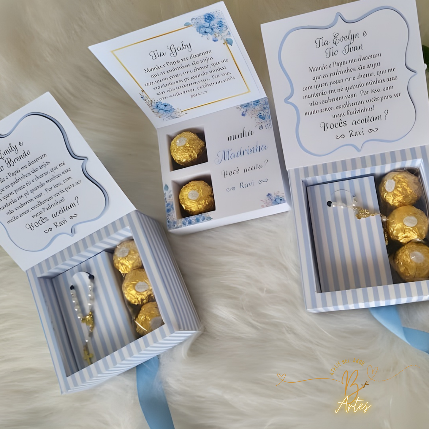 Arquivo de Corte Caixa Convite Padrinhos, 3 Ferreiros- Azul +BRINDE