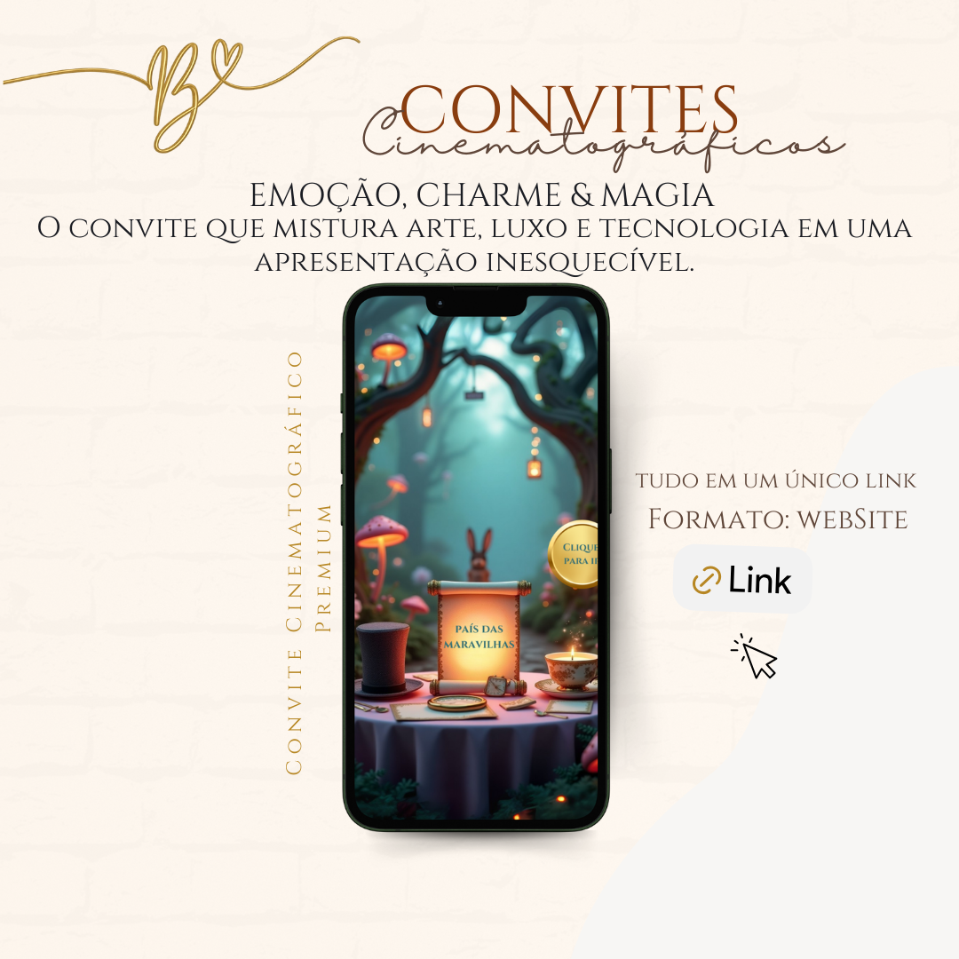 Convite Cinematográfico  Premium 15 Anos- Alice no Pais das Maravilhas