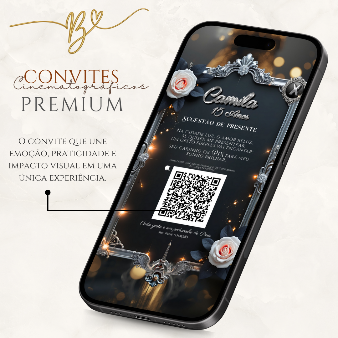 Convite Cinematográfico Premium  15 Anos | Paris