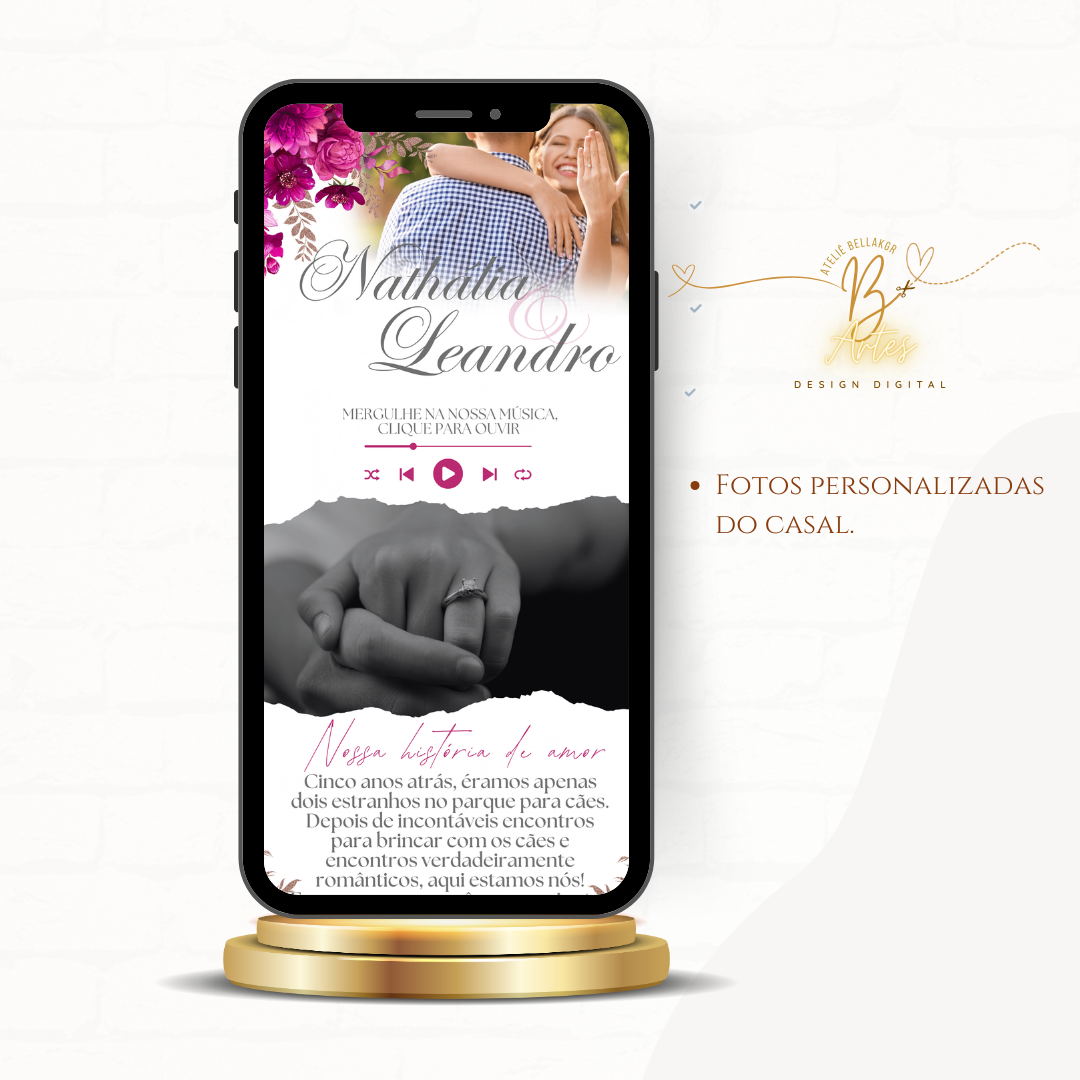 Convite Casamento Website- Florar Pink + (Brinde- Save the Date)