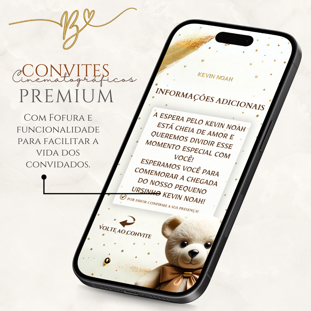 Convite Cinematográfico Premium | Chá De Bebê — Ursinho