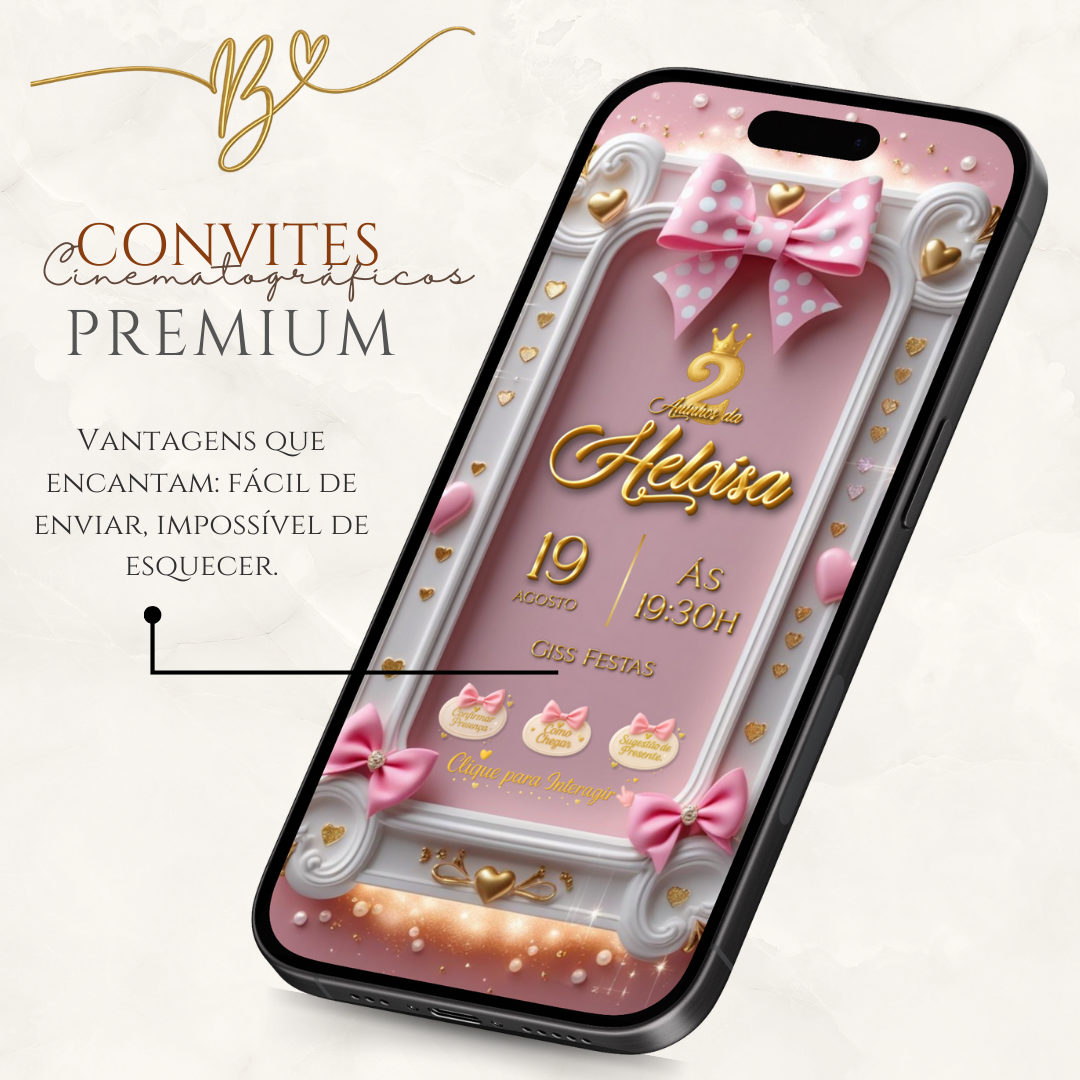 Convite Cinematográfico Premium-  Minnie Baby