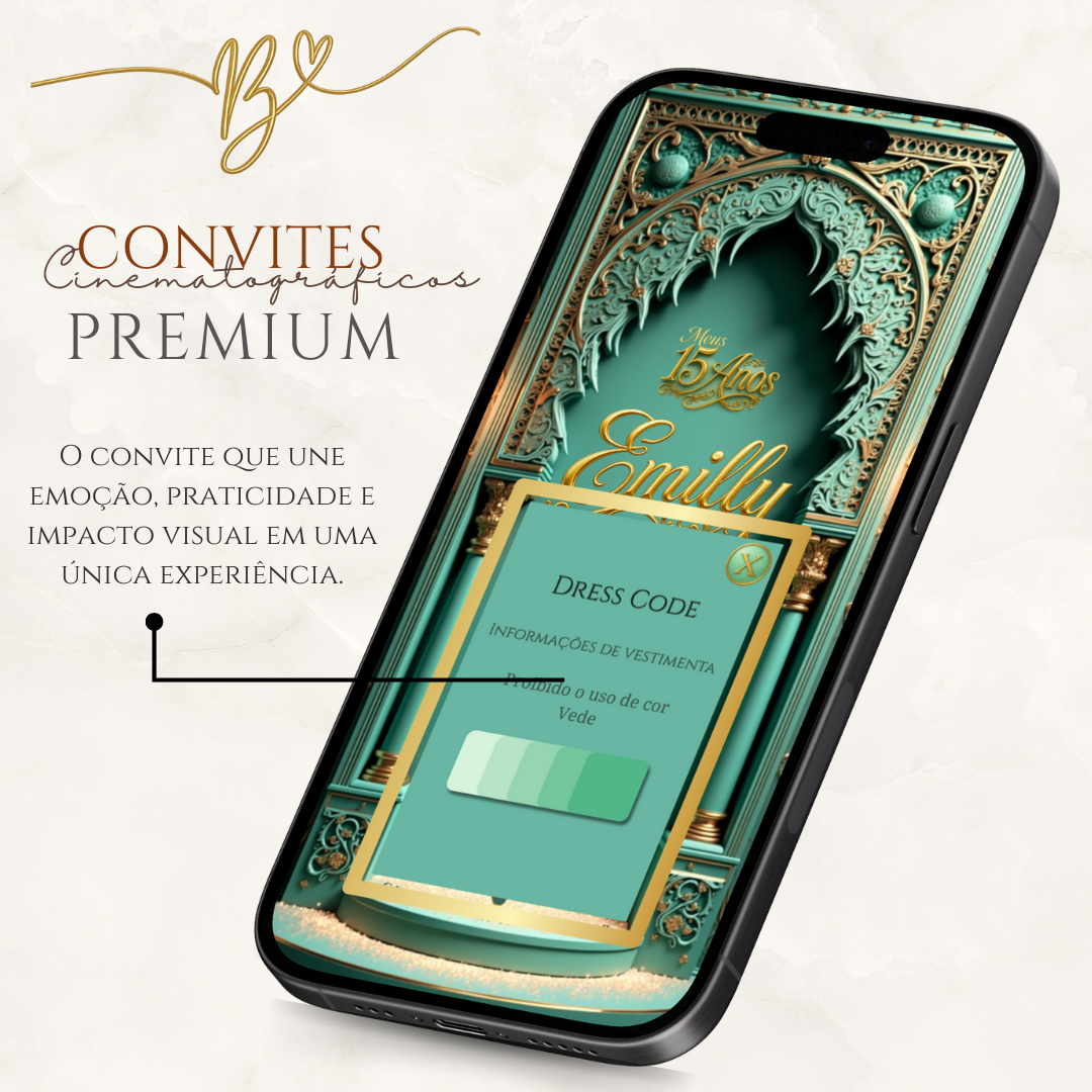 Convite Cinematográfico  Premium 15 Anos Princesa Jasmine