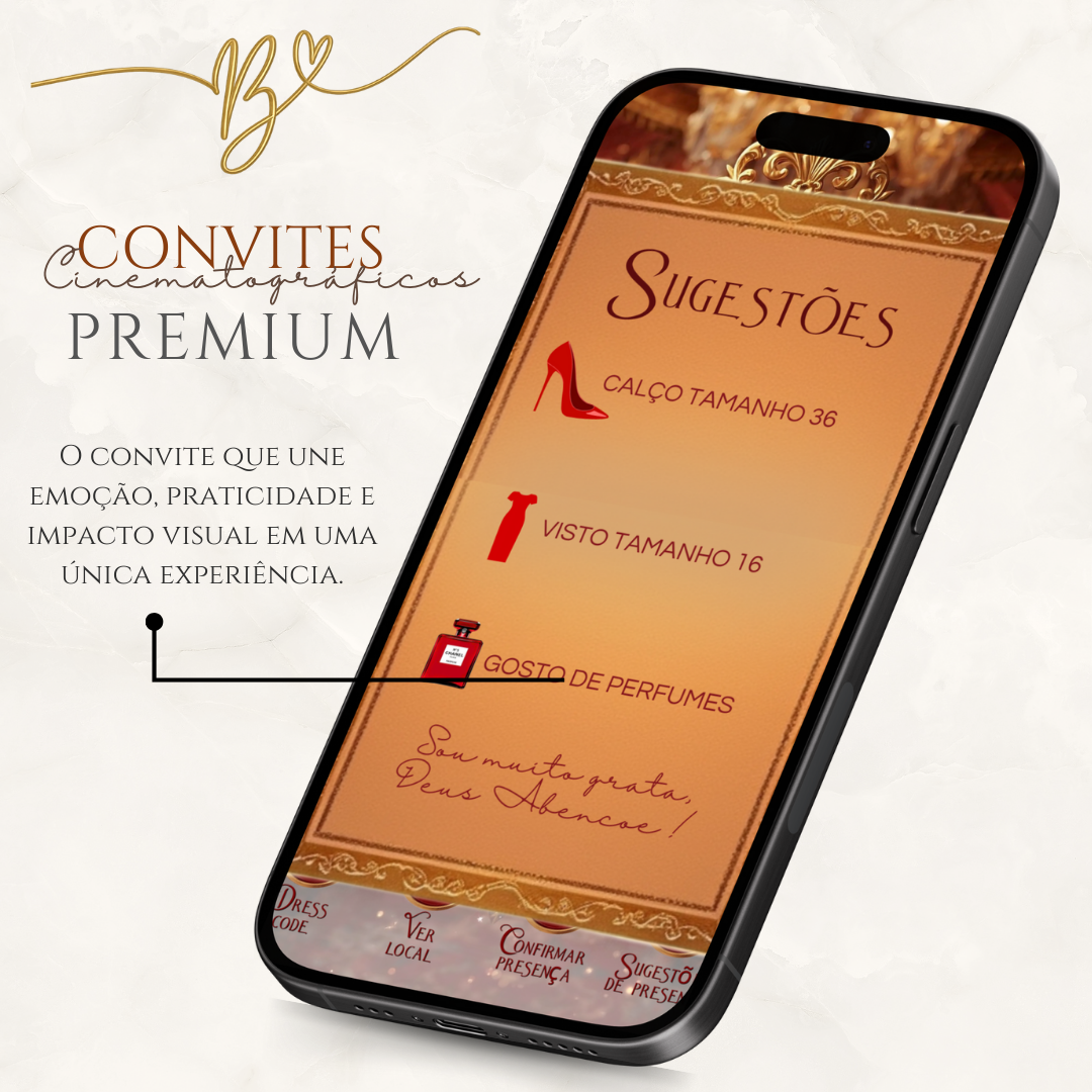 Convite Cinematográfico Premium  15 Anos | A Bela e a Fera