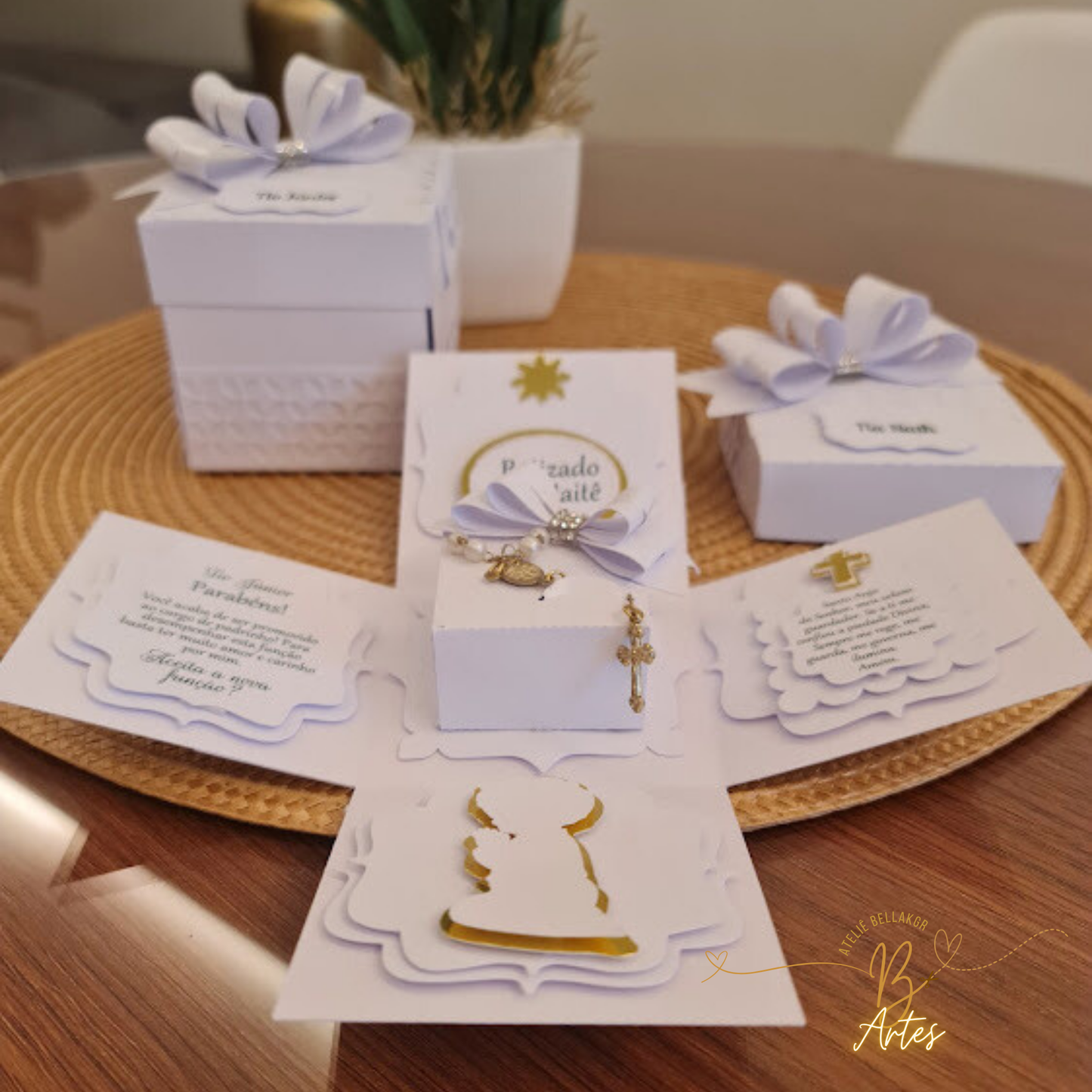 Arquivo Caixa Explosão Convite Padrinho/ Batizado- Mini Terço