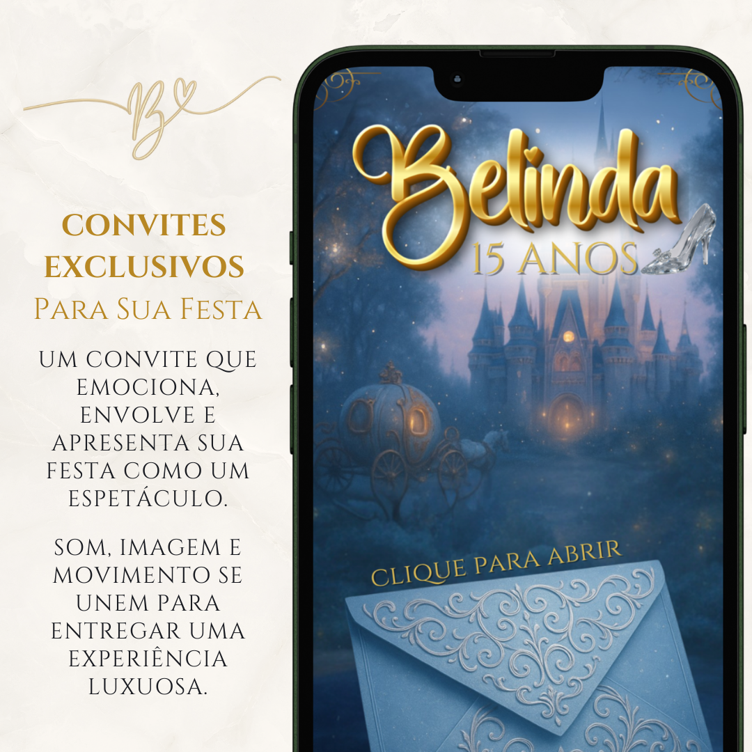 Convite Cinematográfico Premium – 15 Anos Cinderela