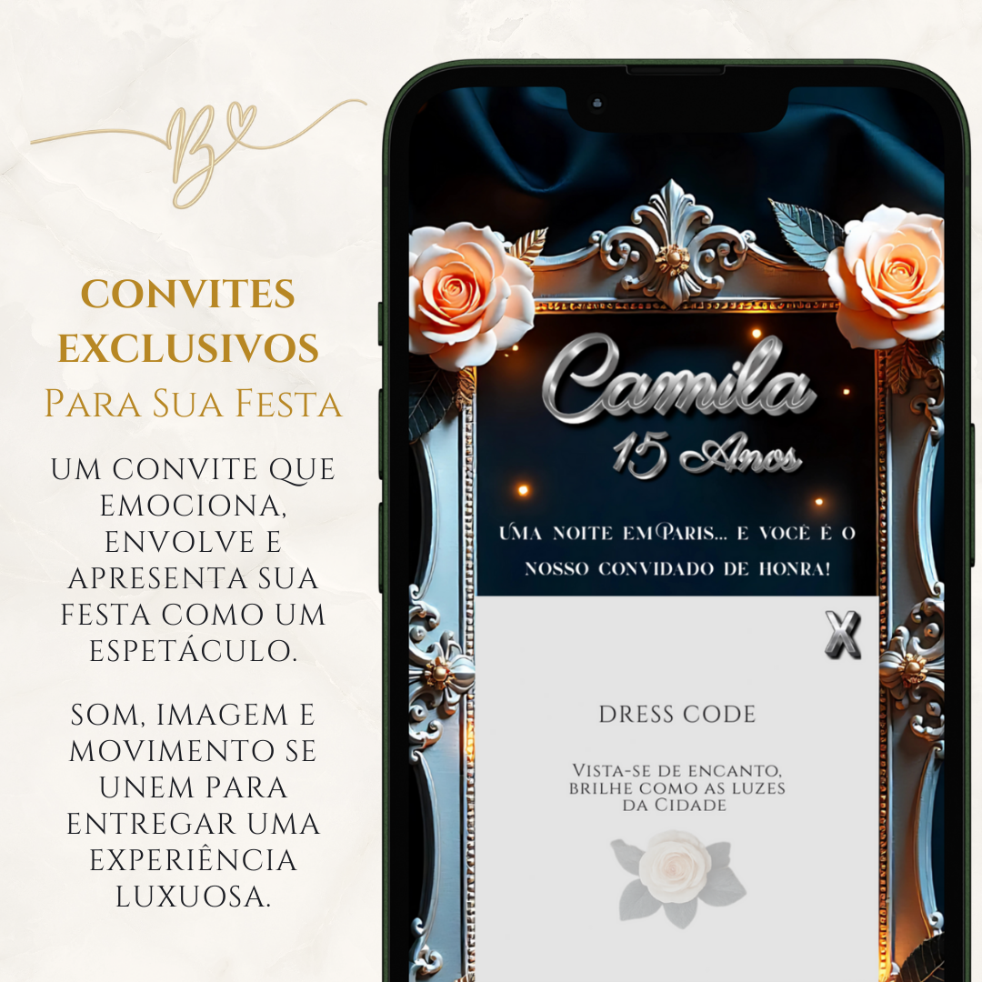 Convite Cinematográfico Premium  15 Anos | Paris