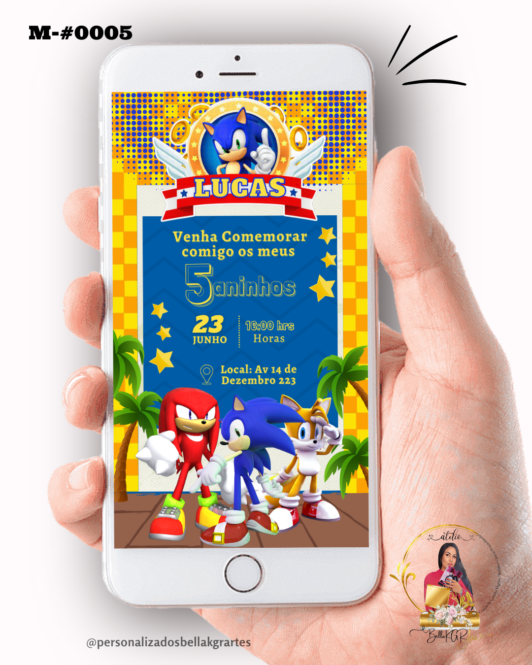 Convite Digital Sonic Aniversário