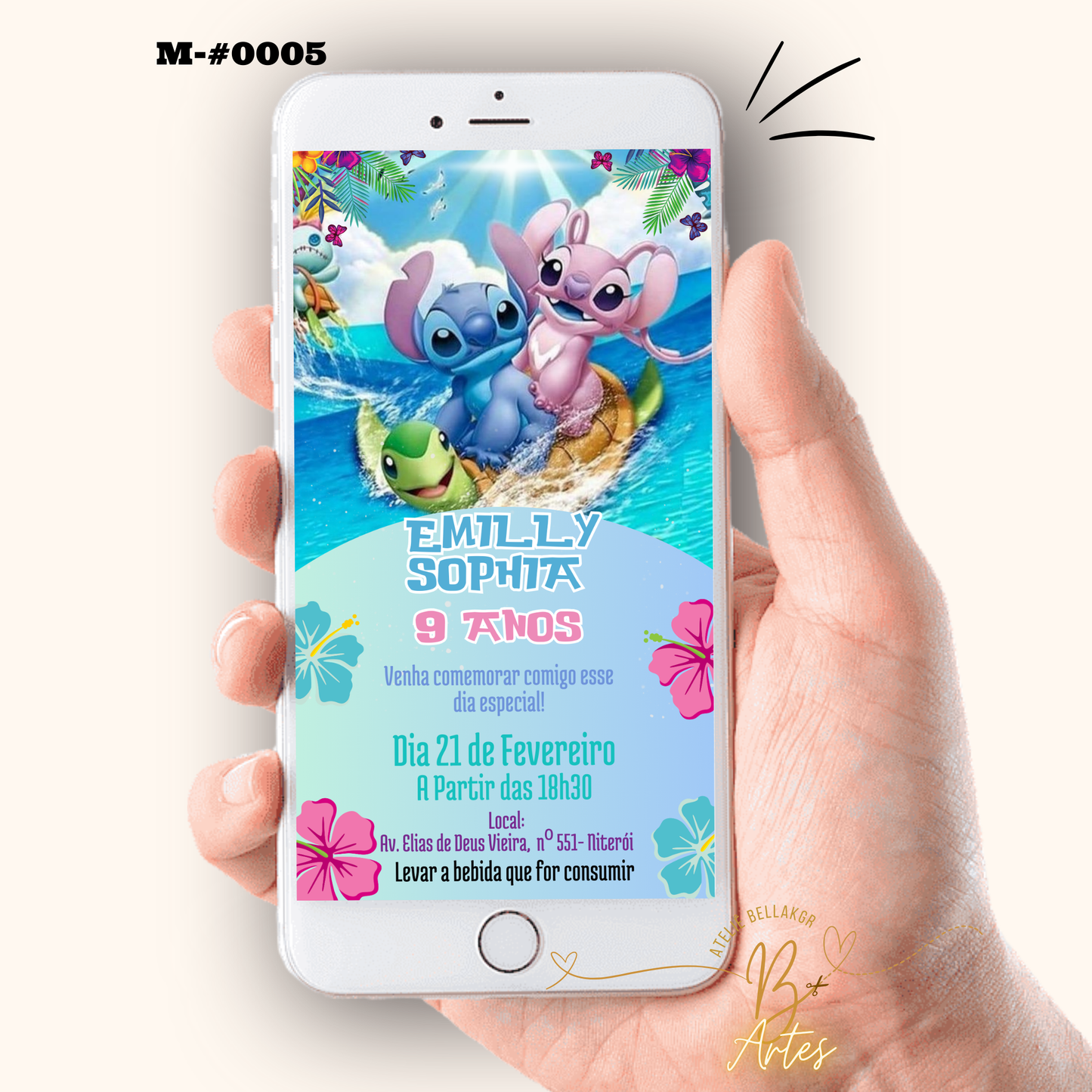 Convite Digital Simples –Lilo & Stitch