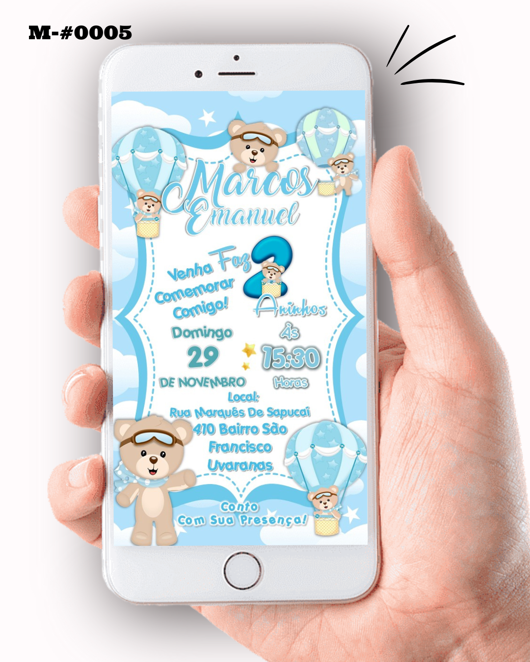 Convite Digital  Realeza Aniversário- Menino
