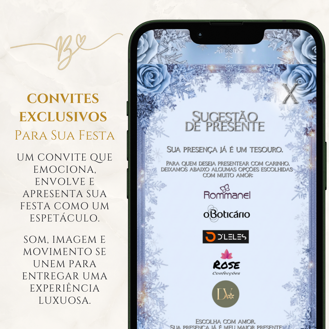 Convite Cinematográfico Premium  15 Anos | Baile de Inverno