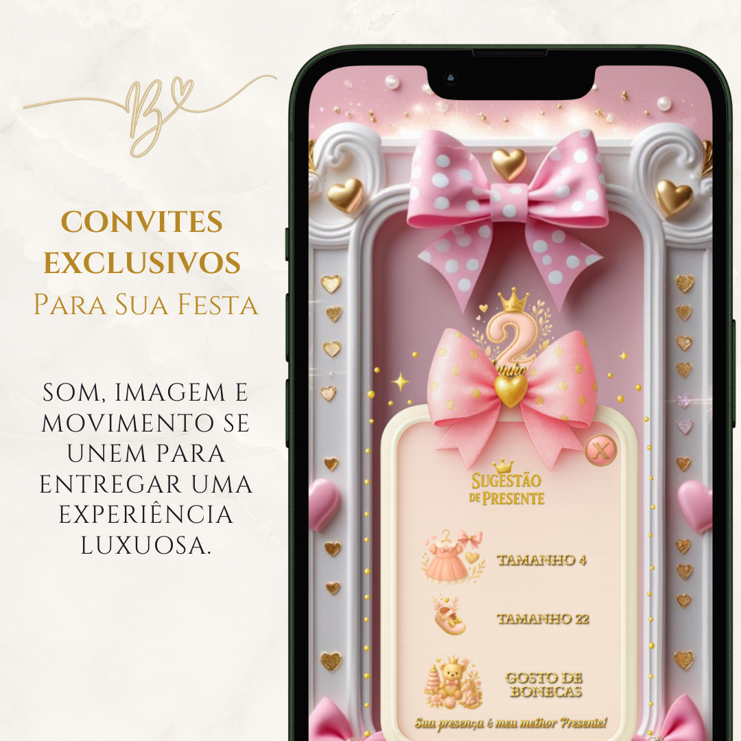 Convite Cinematográfico Premium-  Minnie Baby