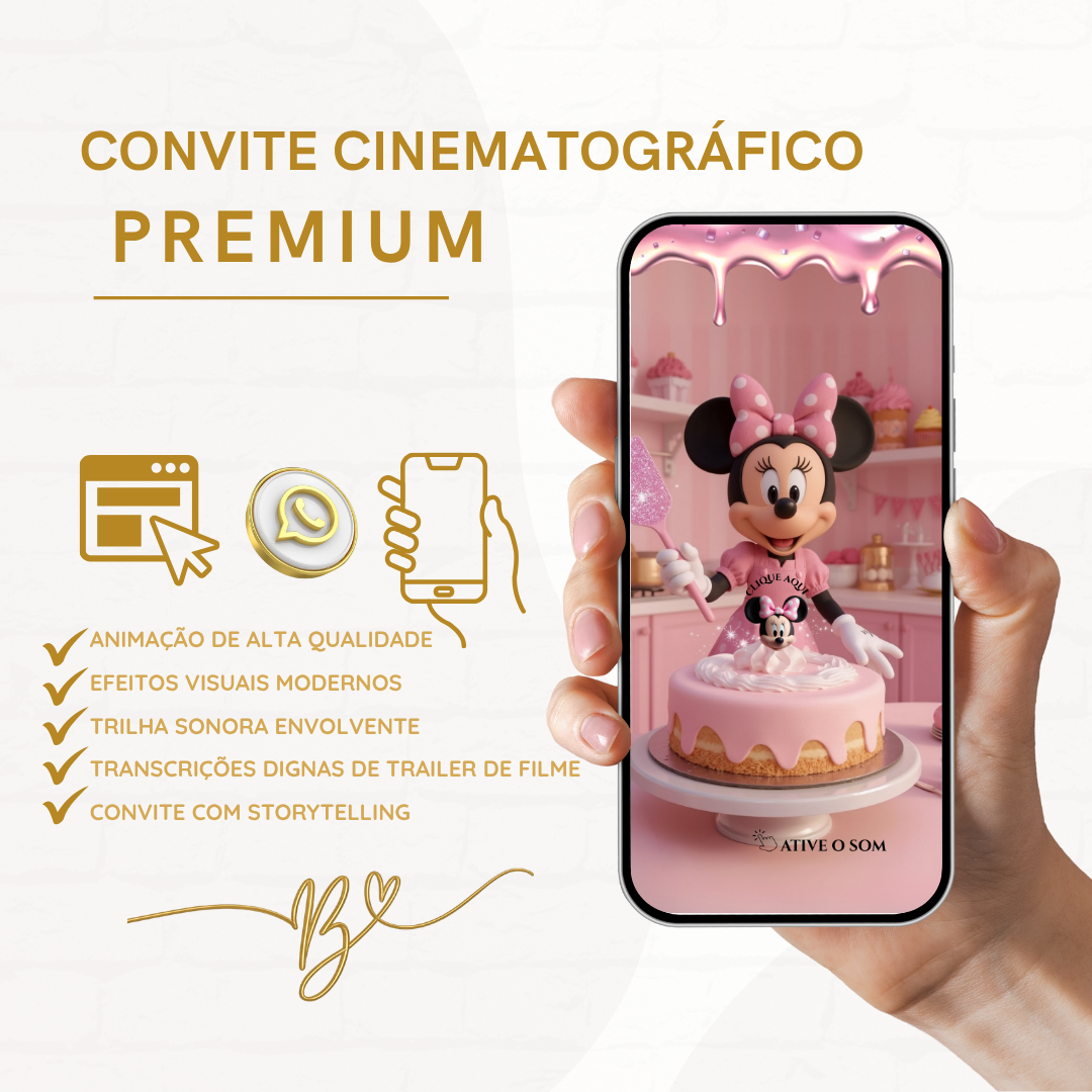 Convite Premium Cinematográfico Minnie Confeiteira